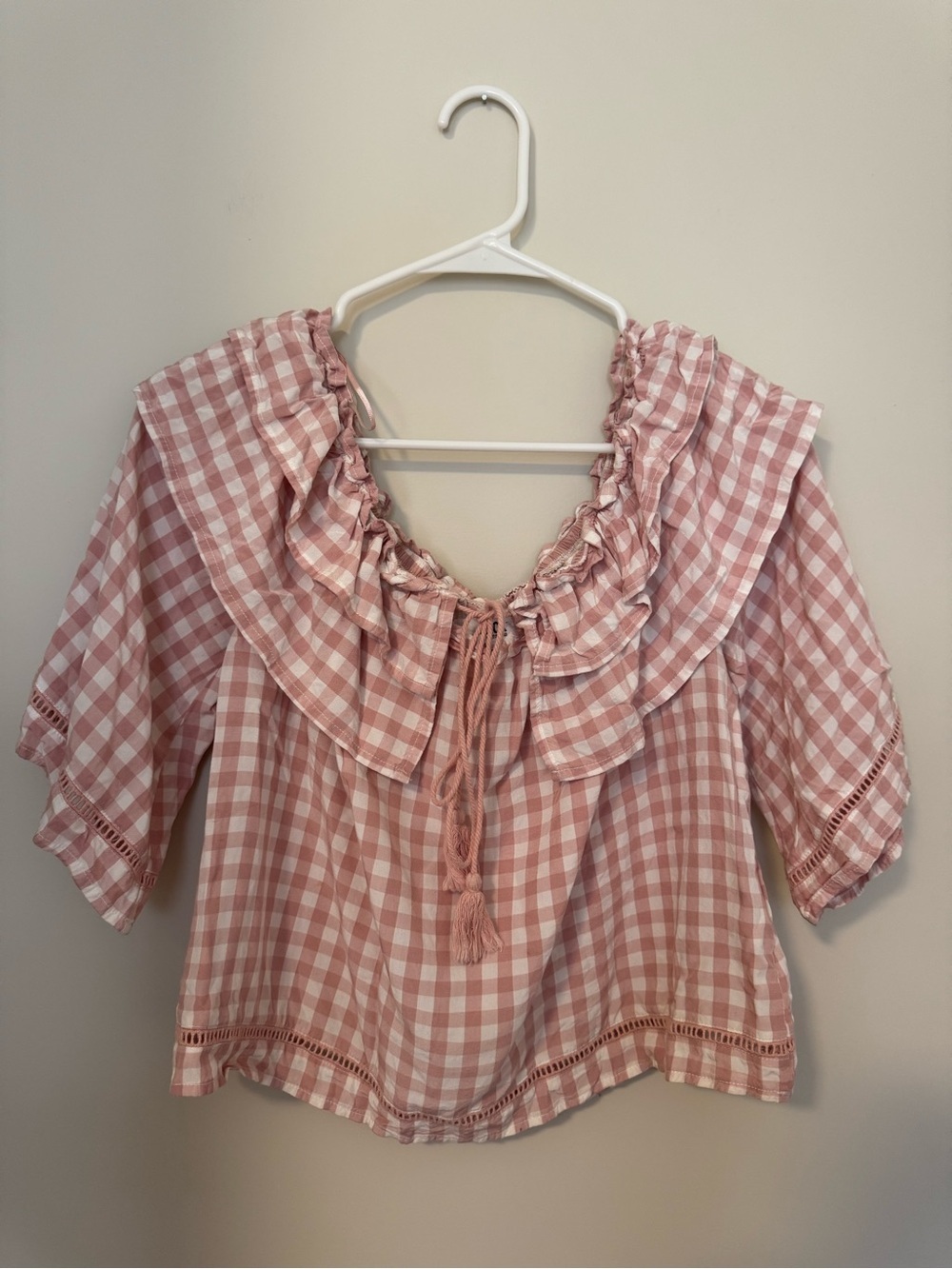 JACK by BB DAKOTA Gingham Off the Shoulder Blouse M